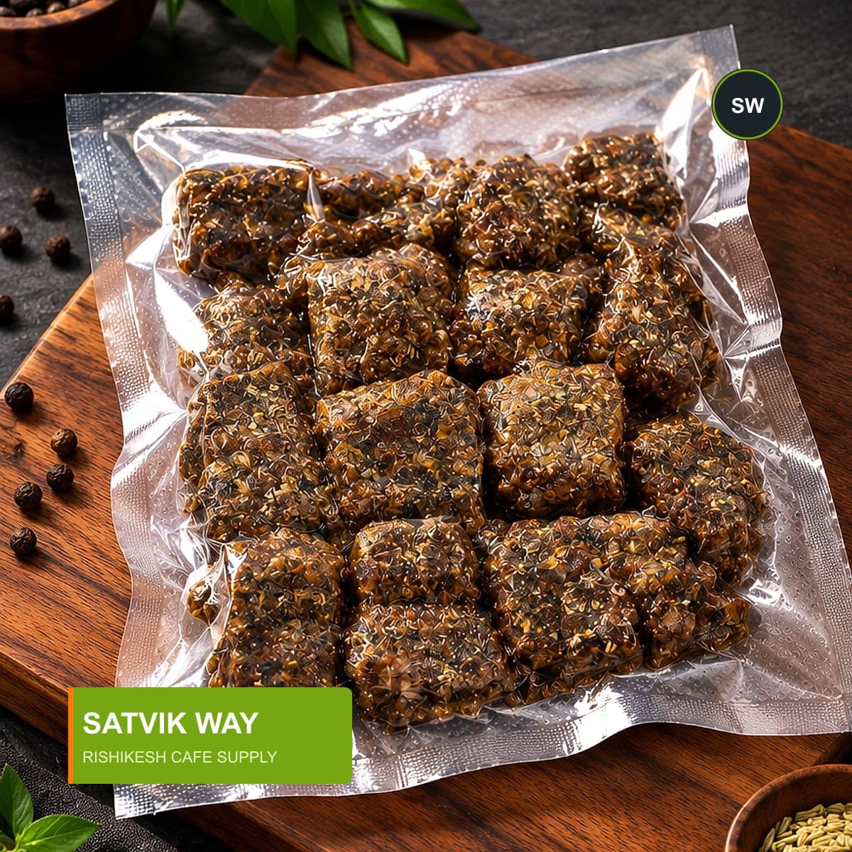 Satvik Way cafe lot tempeh cubes — Satvik Way tempeh, Rishikesh cafe supply