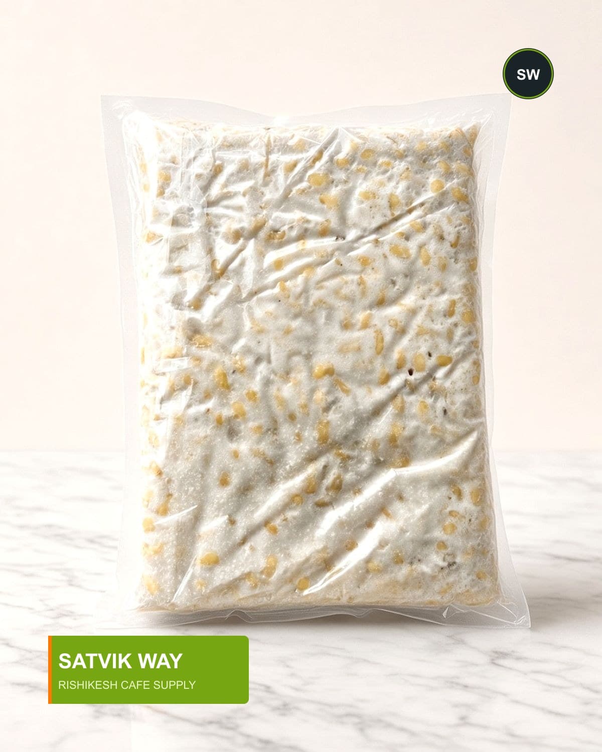 Raw Satvik Way tempeh slab, studio — Satvik Way tempeh, Rishikesh cafe supply