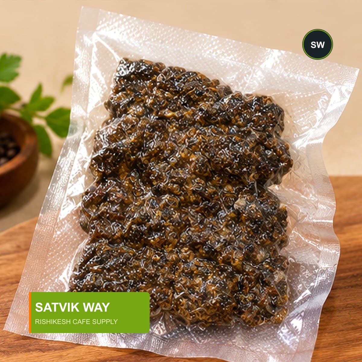 Satvik Way soy tempeh pack — angle 3 — Satvik Way tempeh, Rishikesh cafe supply